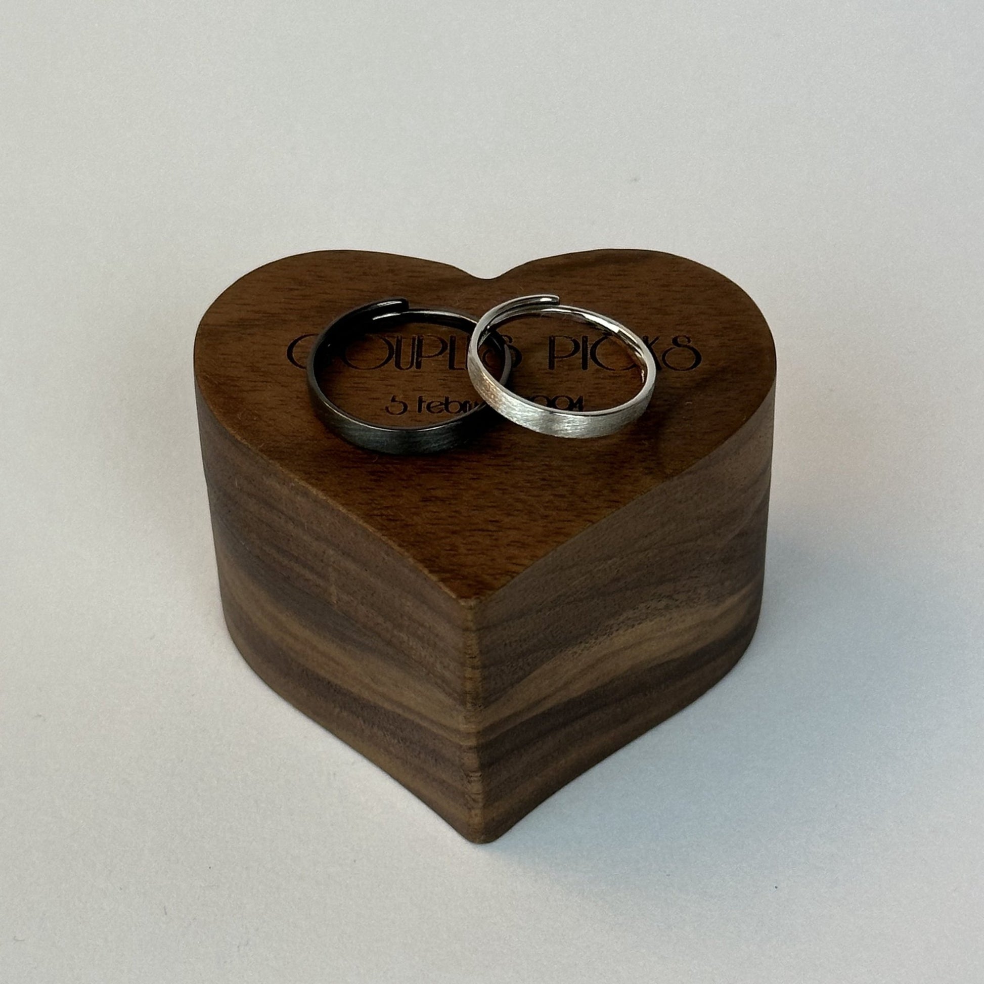 Brushed Silver and Black Ring Set - CouplesPicks