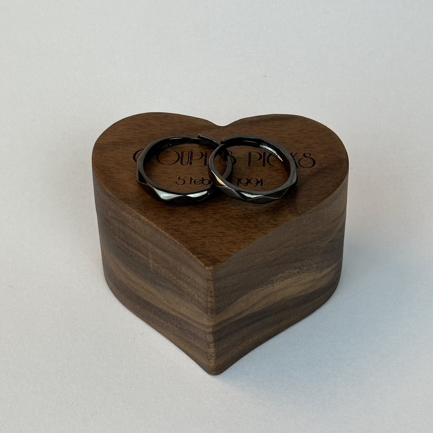 Geometric Domed Black Couple Rings - CouplesPicks